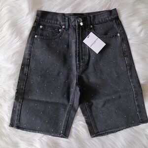 NEW Generation Love Denim Shorts Size 0 Black Freya Crystal High Waist